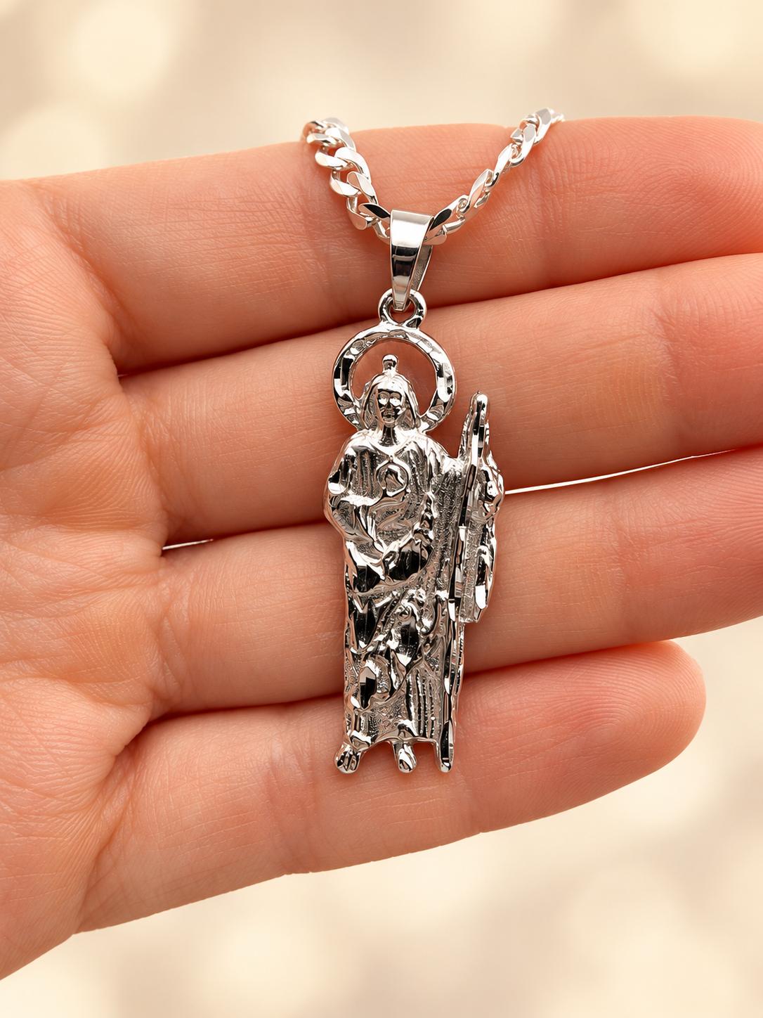 Saint Jude Thaddeus Sterling Silver Pendant Necklace